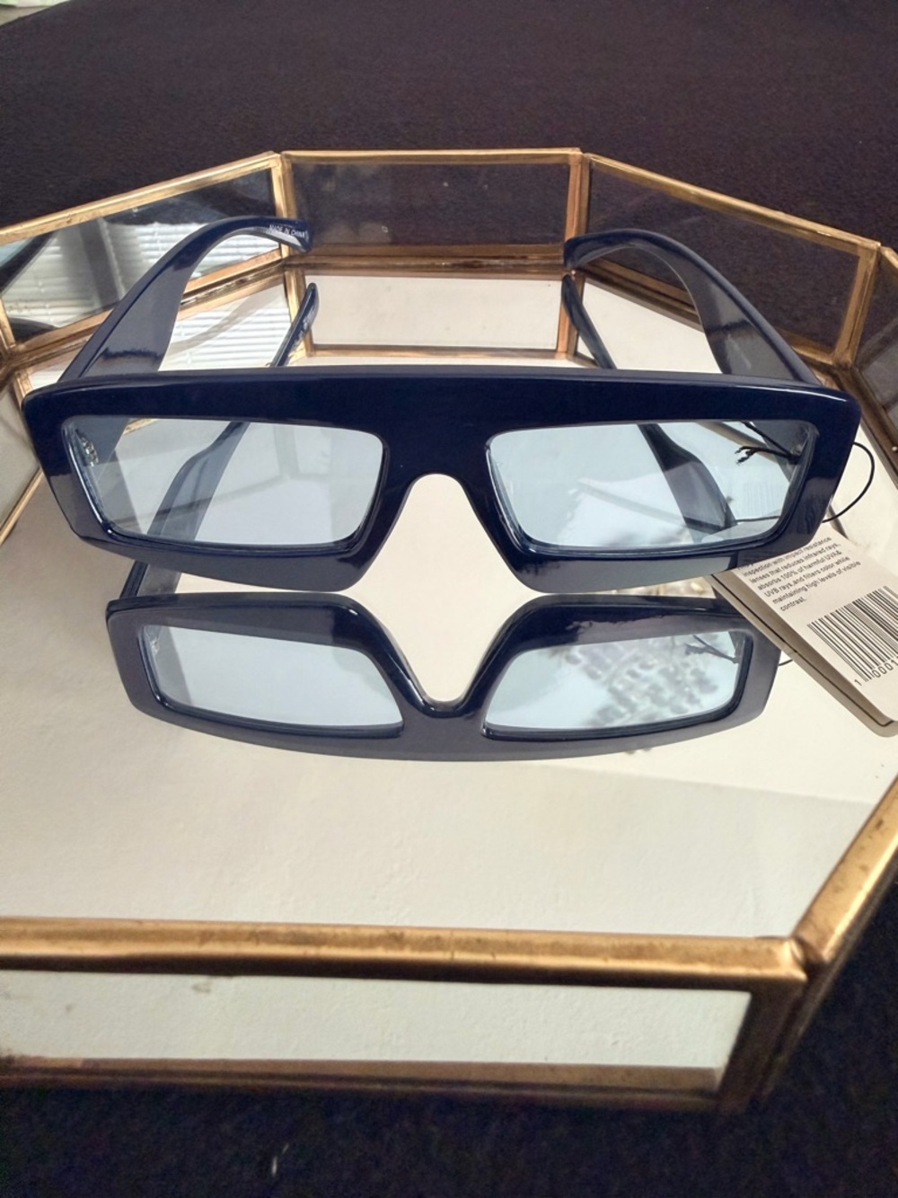 Vintage Navy Rectangular Sunglasses